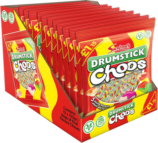 Swizzels Drumstick Choos (12 x 115g) - A Delicious Assortment of Fruity, Chewy Sweets For Bulk Orders and Party Bags : Amazon.co.uk: Grocery
