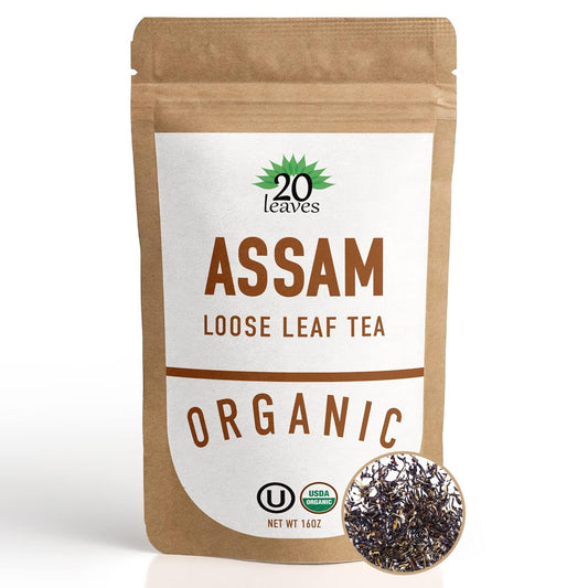 Assam Loose Leaf Black Tea - 100% Certified Organic - 1Lb Pouch - 16Oz Resealable Bag - 1 Pack