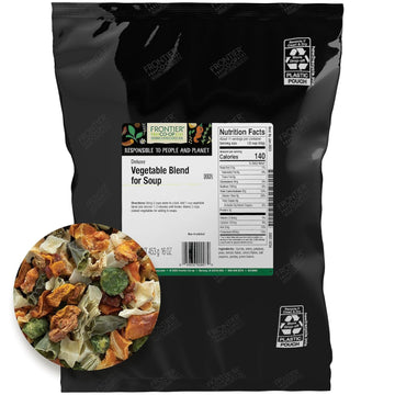 Frontier Deluxe Vegetable Soup, 1-Pound, Mixed Dried Vegetables For Soup, Stew, Stir Fry, Onion, Carrots, Peas & Potatoes