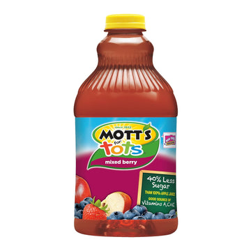 Mott'S For Tots Mixed Berry, 64 Fl Oz Bottle, Juice With Purified Water, Good Source Of Vitamin C, 40% Less Sugar Than 100% Apple Juice, No Artificial Sweeteners