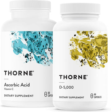 Thorne Immune & Wellness Support Bundle - Asorbic Acid & Vitamin D-5000 - Antioxidant & Immune Function - 60 Servings