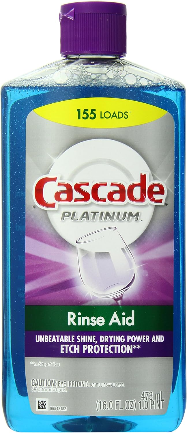 Cascade Rinse Aid Platinum Dishwasher Agent, Regular, 16 Fluid Ounce (Pack of 6)