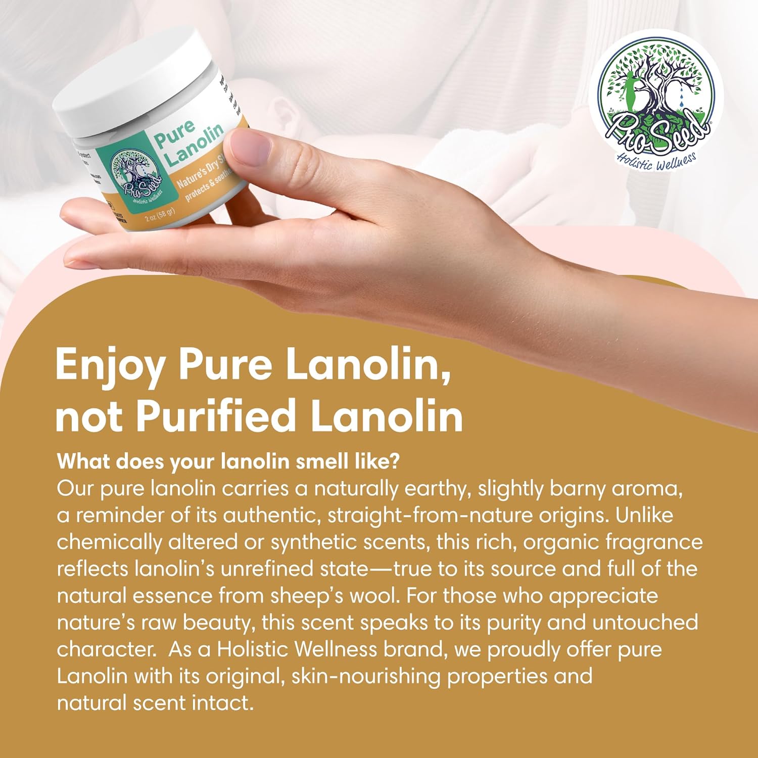 Proseed Handmade Pure Lanolin Cream – Unrefined Balm For Moms, Baby Care & Nursing – Gentle Moisturizer For Dry Skin, Lips, Hands & Face – Petroleum-Free, 8Oz : Beauty & Personal Care