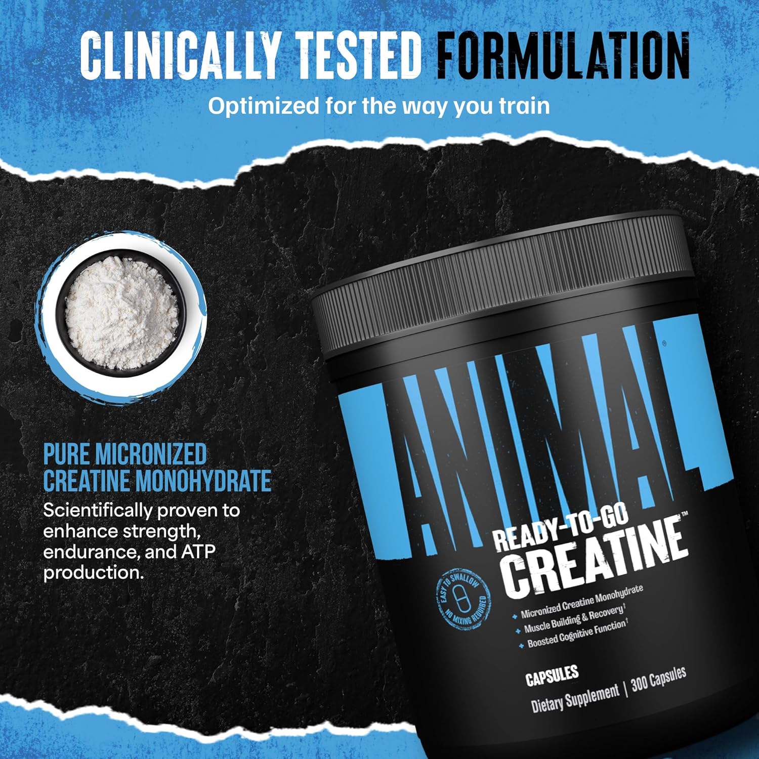 Animal Creatine Monohydrate Powder - Micronized Creatine For Women And Men, Supports Muscle Growth, Strength, Endurance, Recovery And Atp Production, Gym & Workout Supplements - Unflavored, 1Kg