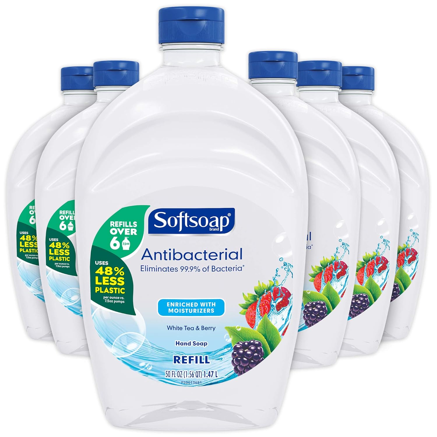 Softsoap - US05259A SOFTSOAP Antibacterial Liquid Hand Soap Refill, White Tea and Berry Fusion, 50 Ounce Bottle, Pack of 6