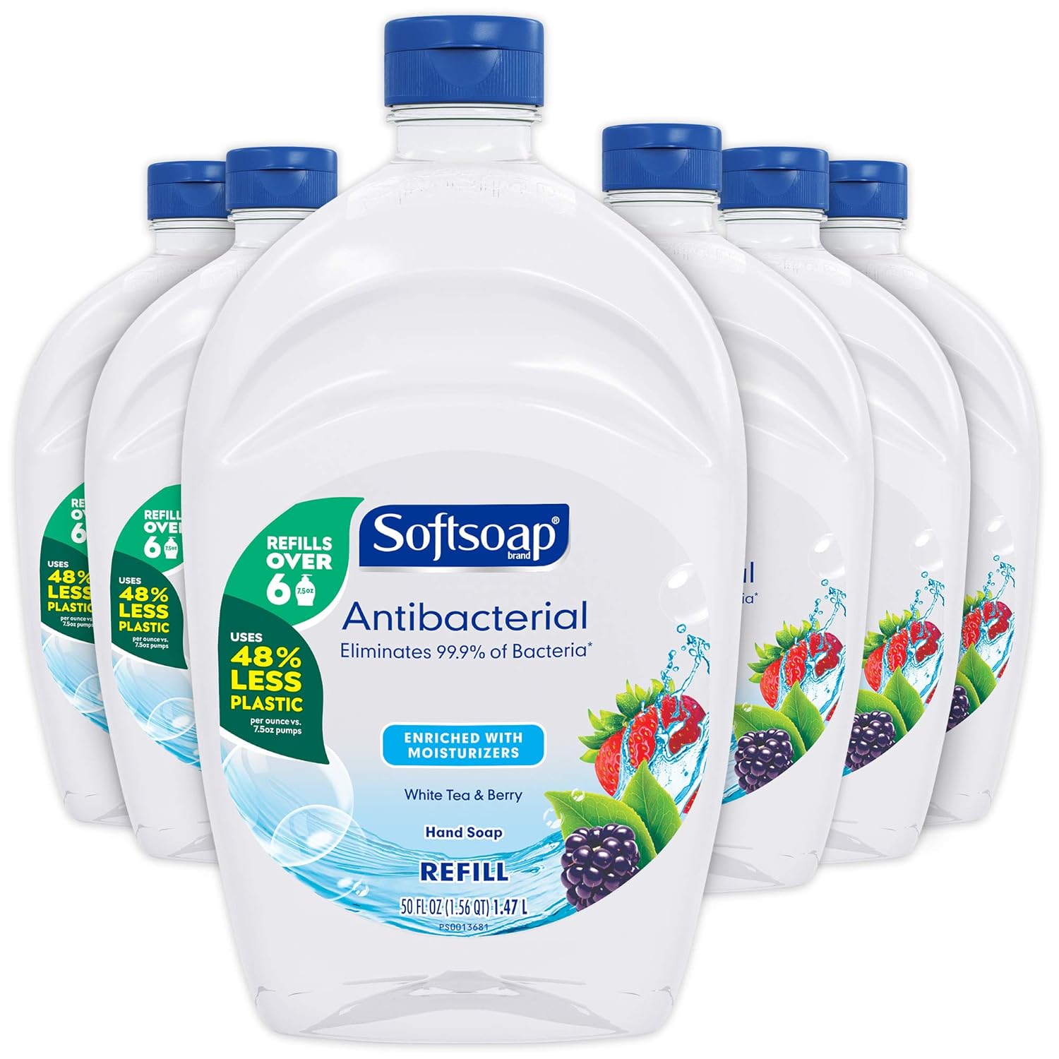 Softsoap - Us05259A Softsoap Antibacterial Liquid Hand Soap Refill, White Tea And Berry Fusion, 50 Ounce Bottle, Pack Of 6