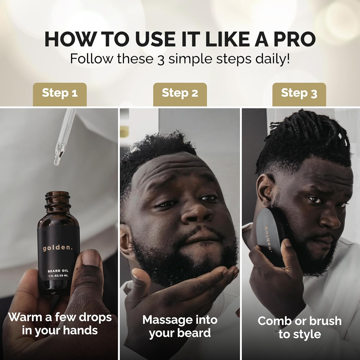 Golden Grooming Beard Oil For Men | Hydrating & Conditioning With Castor Oil, Jojoba Oil, And Olive Oil | Fresh Scent | 1Oz : Beauty & Personal Care