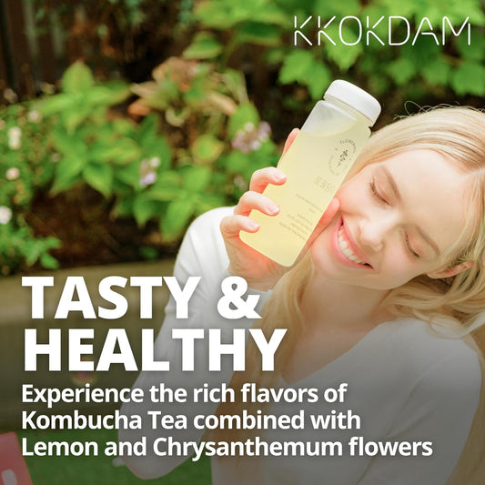 Kombucha Tea 15 Packs - Lemon & Chrysanthemum Korean Tea - Kombucha Drinks Probiotic Support, Low Calorie, Sugar Free Kombucha Pack - 15 Kombucha Drink
