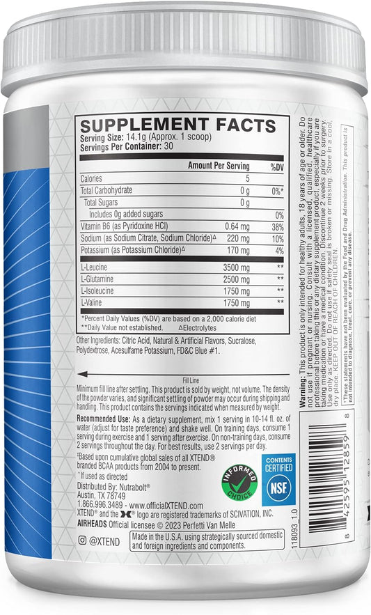 Xtend Original Bcaa Powder Airheads Candy Flavor, 7G Bcaa And 2.5G L-Glutamine, Sugar Free Post Workout Muscle Recovery Drink With Amino Acids For Men & Women, 30 Servings