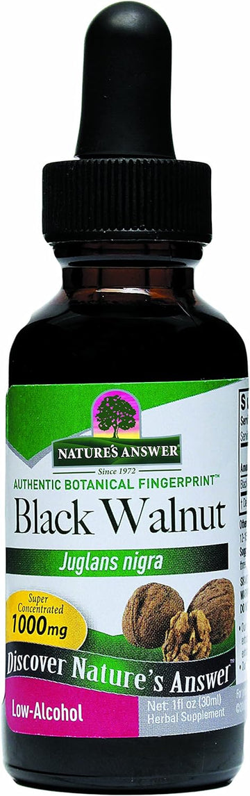 Nature's Answer Black Walnut with Organic Alcohol 1000mg 1 Extract | Promotes Overall Well-being | Cardiovascular Support | Gluten-Free, Non-GMO, Vegan | Single Count