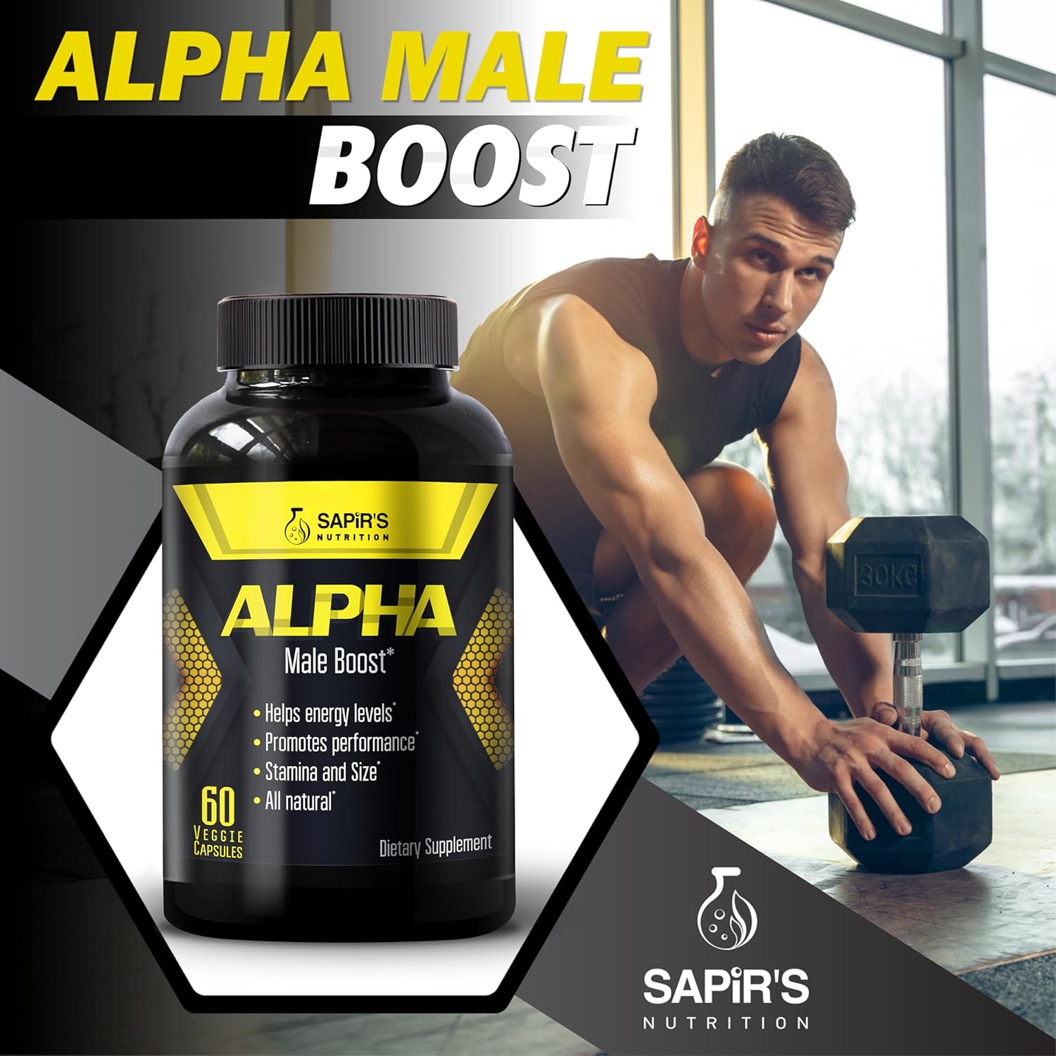Alpha Enlargement Pills For Men - Increase 2 In 60 Days Male Enhancing Supplement - Horny Goat Weed Muscle Builder - Testosterone Booster For Men - Energy, Strength, Stamina, Endurance, Performance