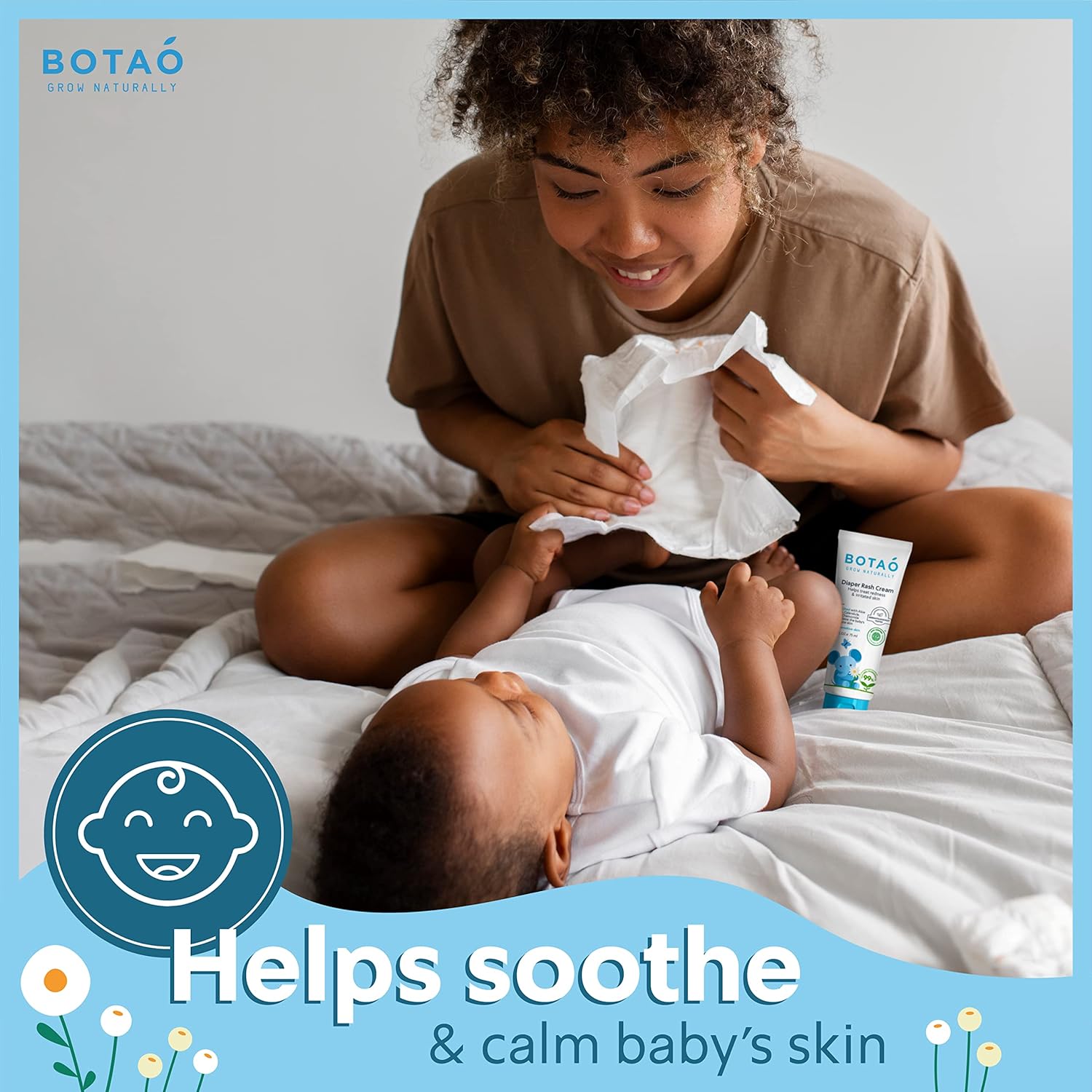 BOTAO Baby's Natural Diaper Cream | Organic Diaper Cream EWG Verified | Naturally Soothes Baby Rashes | Baby zinc Ointment Natural | For Sensitive Skin with Aloe Vera & Calendula, 2.5Oz : Baby