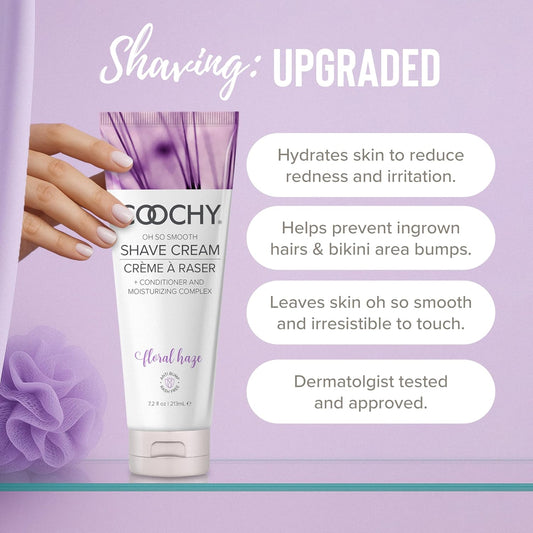 Coochy Shave Cream - Moisturizing Shave Lotion - Gentle Intimate Shaving Cream - For Bikini Area, Underarms, Legs & More - Rash-Free, Hydrating Formula - Floral Haze, 3.4 Oz