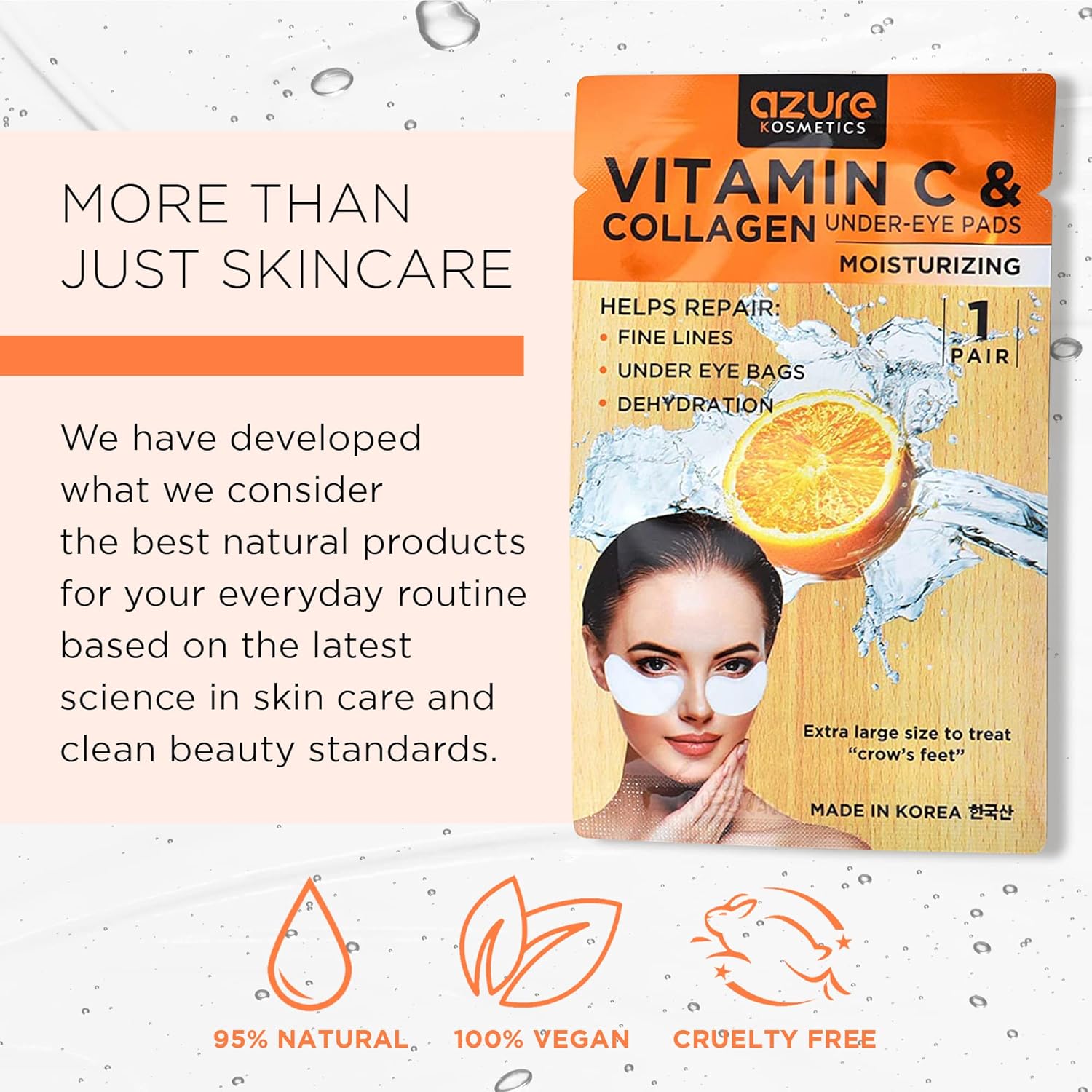 Azure Rose Gold Luxury Anti Aging Under Eye Pads - Lifting, Smoothing & Hydrating Eye Mask Patches - Reduces Fine Lines, Wrinkles, Dark Circles & Puffiness - Skin Care Made In Korea - 10 Pairs : Beauty & Personal Care
