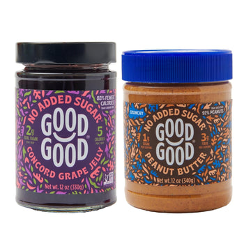 Good Good Sweet Concord Grape Jelly & Crunchy Peanut Butter - Keto Friendly - Low Carb & No Added Sugars - Vegan - Gluten Free - Preserves