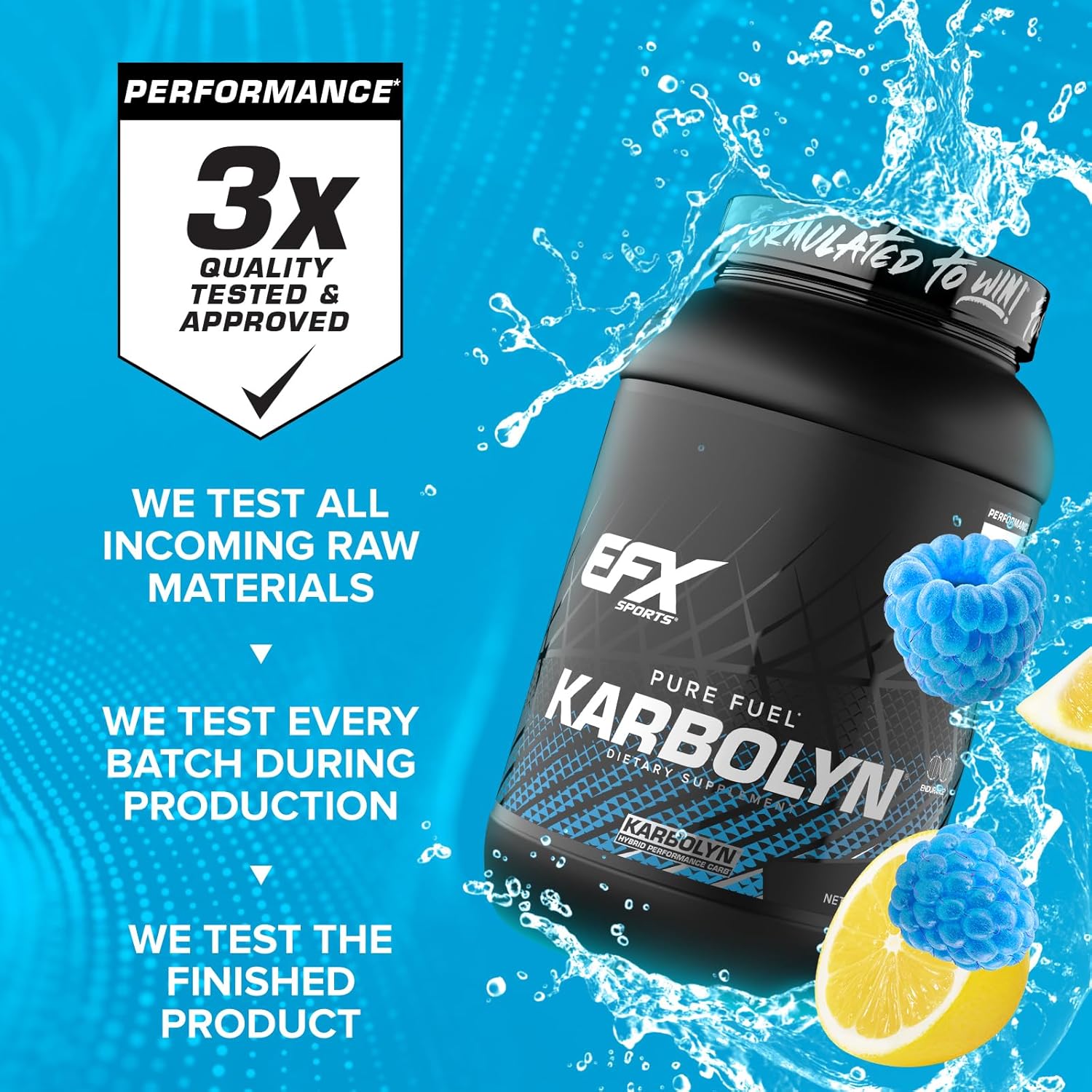 Efx Sports Karbolyn Fuel | Fast-Absorbing Carbohydrate Powder | Carb Load, Sustained Energy, Quick Recovery | Stimulant Free | 36 Servings (Blueberry Lemonade) : Health & Household