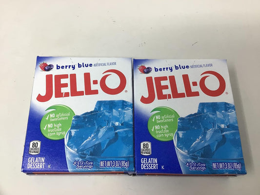 Jello Berry Blue Gelatin Dessert Jell-O 3Oz 85G (2 Packs) By Jell-O