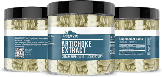 Earthborn Elements Artichoke Extract 200 Capsules, Pure & Undiluted, No Additives