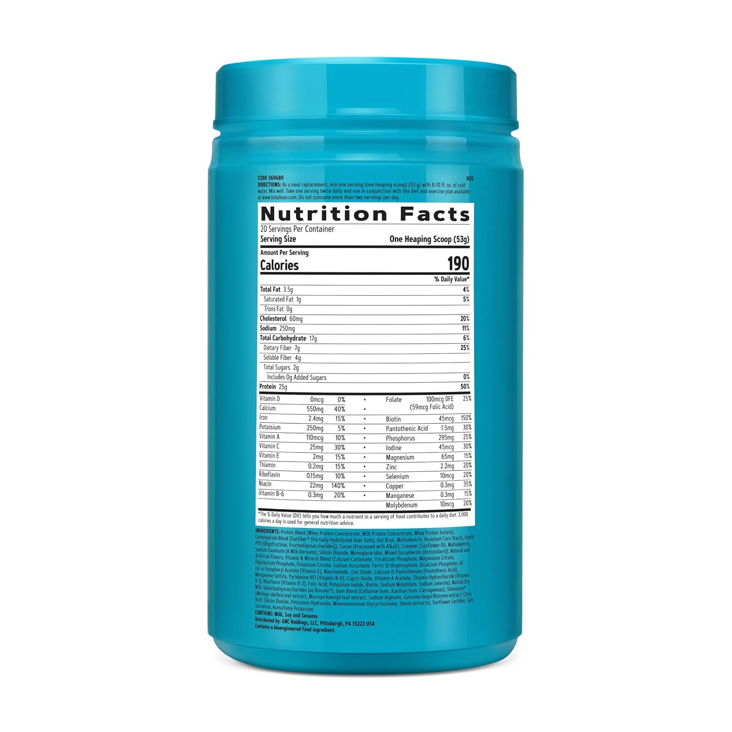 Gnc Total Lean Shake + Slimvance | Caffeine Free Protein Powder, Helps Reduce Body Weight | Vanilla Carmel | 20 Servings : Grocery & Gourmet Food