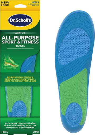 Dr. Scholl’S Sport Insoles // Superior Shock Absorption And Arch Support To Reduce Muscle Fatigue And Stress On Lower Body Joints (For Men'S 8-14, Also Available For Women'S 6-10)