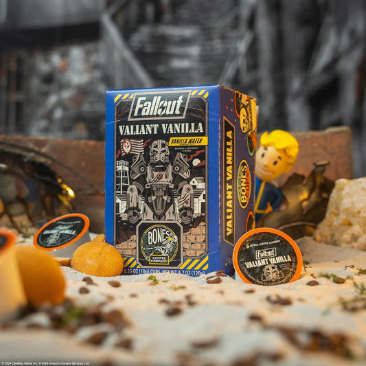 Bones Coffee Company Flavored Coffee Bones Cups Valiant Vanilla Flavored Pods Vanilla Wafer Flavor | 12ct Single-Serve Coffee Pods Inspired From Fallout Series