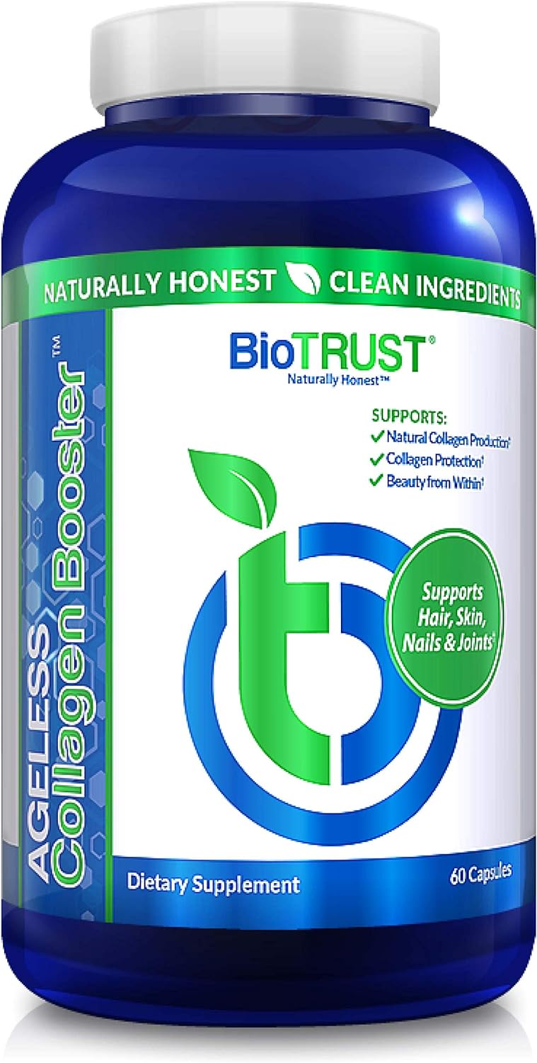 Biotrust Ageless Collagen Booster, Powerfully Support Beauty From Within, Plant-Based Collagen Builder, Glowing Skin, Gorgeous Hair, Beautiful Nails, Healthy Joints, 60 Capsules (30 Servings)