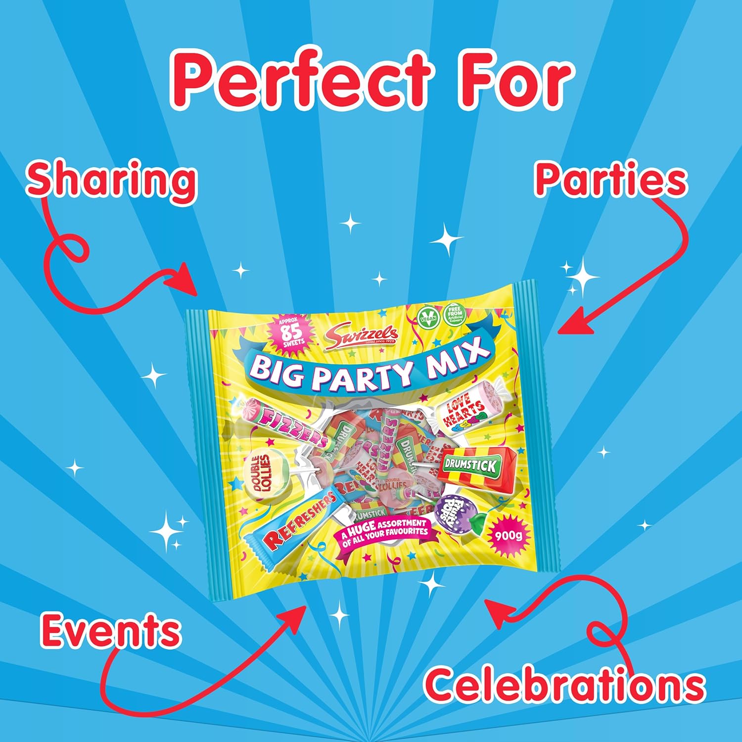 Swizzels Big Party Mix Bag 900g - A Large Selection of Delicious and Fruity Candy Treats Perfect for Parties and Special Occasions : Amazon.co.uk: Grocery
