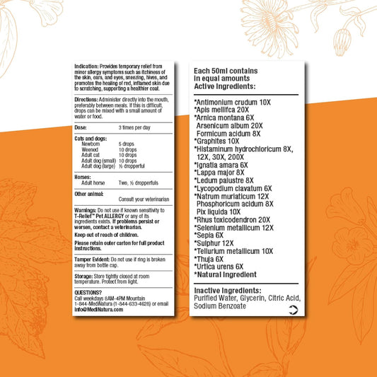 T-Relief Pet Allergy Support Drops For Dogs & Cats Itchy Relief Supports Healthy Skin & Coat Natural Medicine Helps Soothe Hot Spot Itching Paws Licking Runny Nose Sneezing Watery Eyes - 1.69 Fl Oz