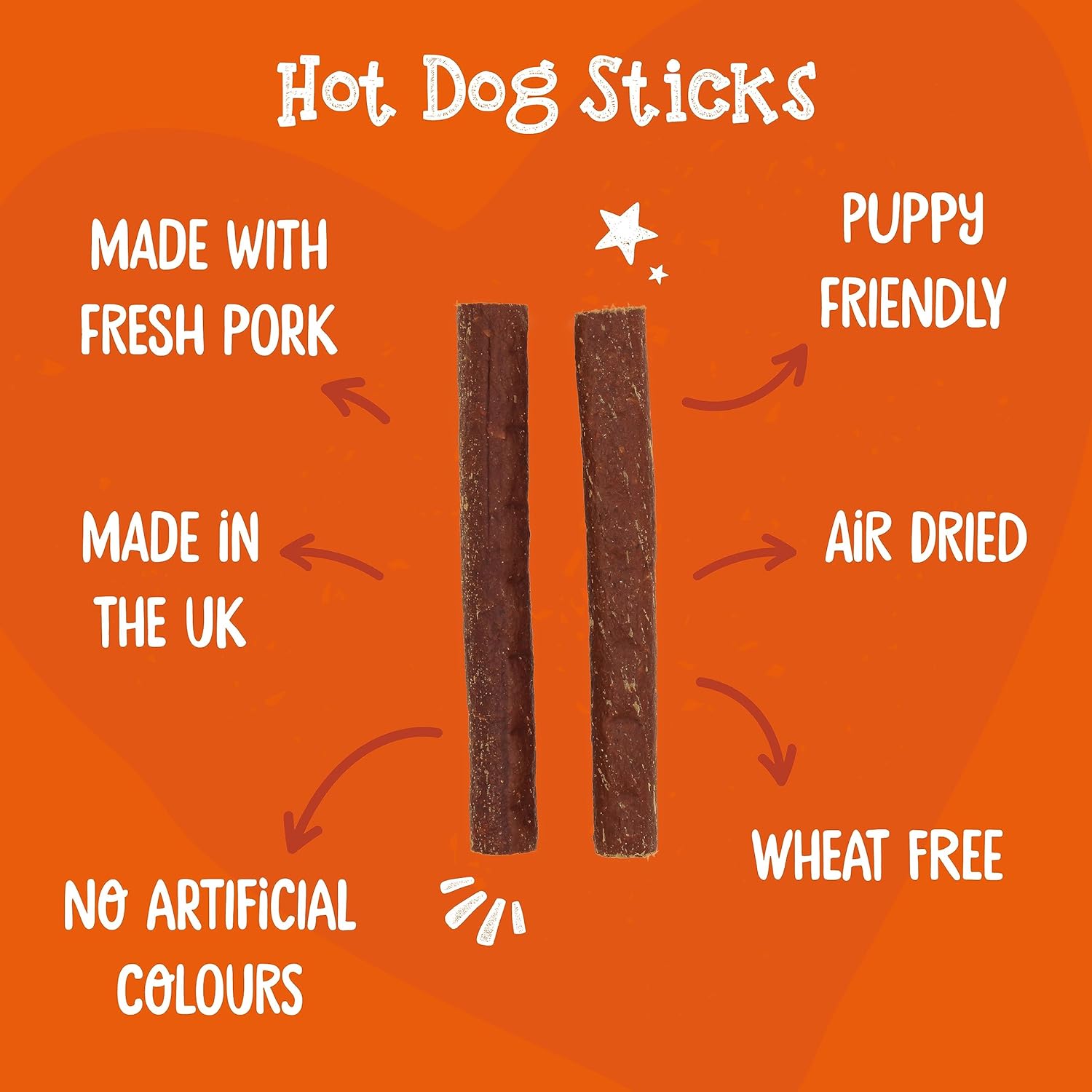 Webbox Hot Dog Sticks Dog Treats - Made with Fresh Pork, Puppy Friendly, Wheat Free Recipe, No Artificial Flavours, Made in the UK (16 x 4 Packs) :Pet Supplies
