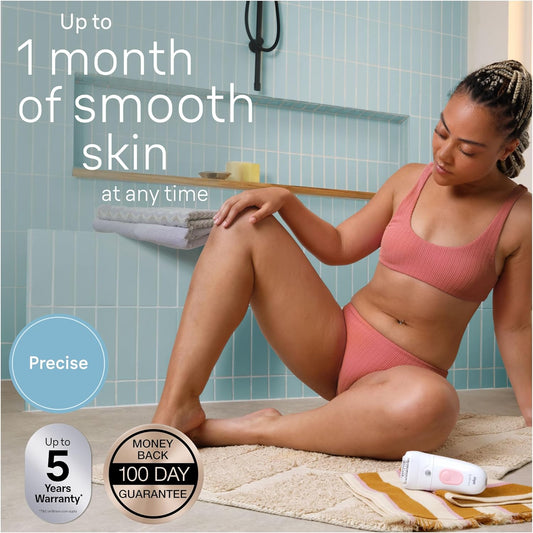 Braun Silk-Épil 5, Epilator For Easy Hair Removal, Wet & Dry, Lasting Smooth Skin, With Lady Shaver, Trimmer Comb, Beginner Cap Heads & Bikini Trimmer, 5-251, White/Grey