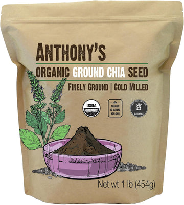 Anthony'S Organic Ground Chia Seed, 1 Lb, Finely Ground, Cold Milled, Gluten Free, Non Gmo