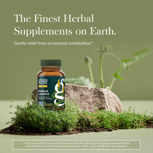 Gaia Herbs Natural Laxative - Supports Constipation Relief For Adults - With Senna Leaf, Cape Aloe, Caraway, Dandelion & Fennel - 90 Tablets (45 Servings)