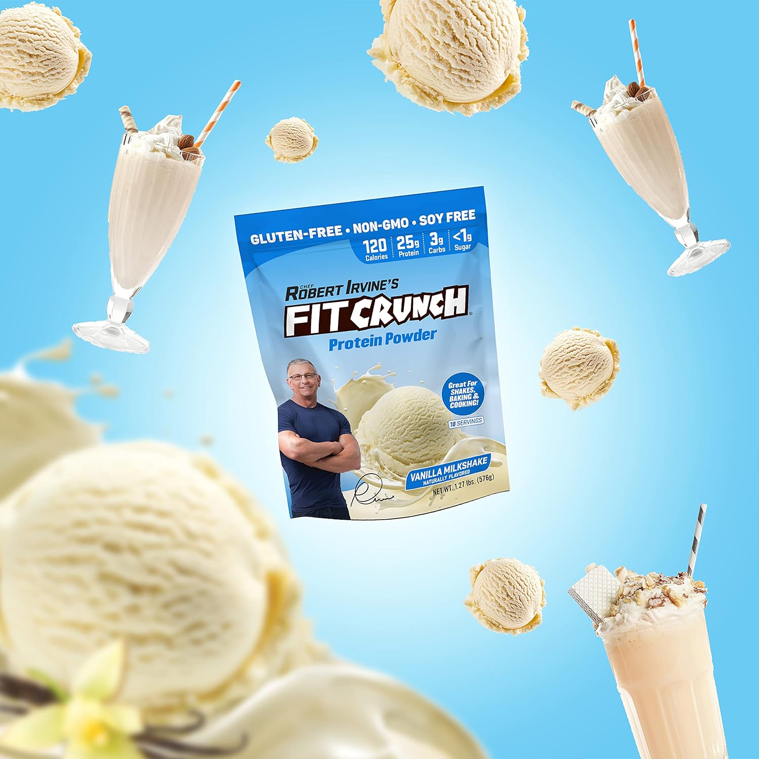 FITCRUNCH Tri-Blend Whey Protein, Keto Friendly, Low Calories, High Protein, Gluten Free, Soy Free (18 Servings, Vanilla Milkshake) : Health & Household