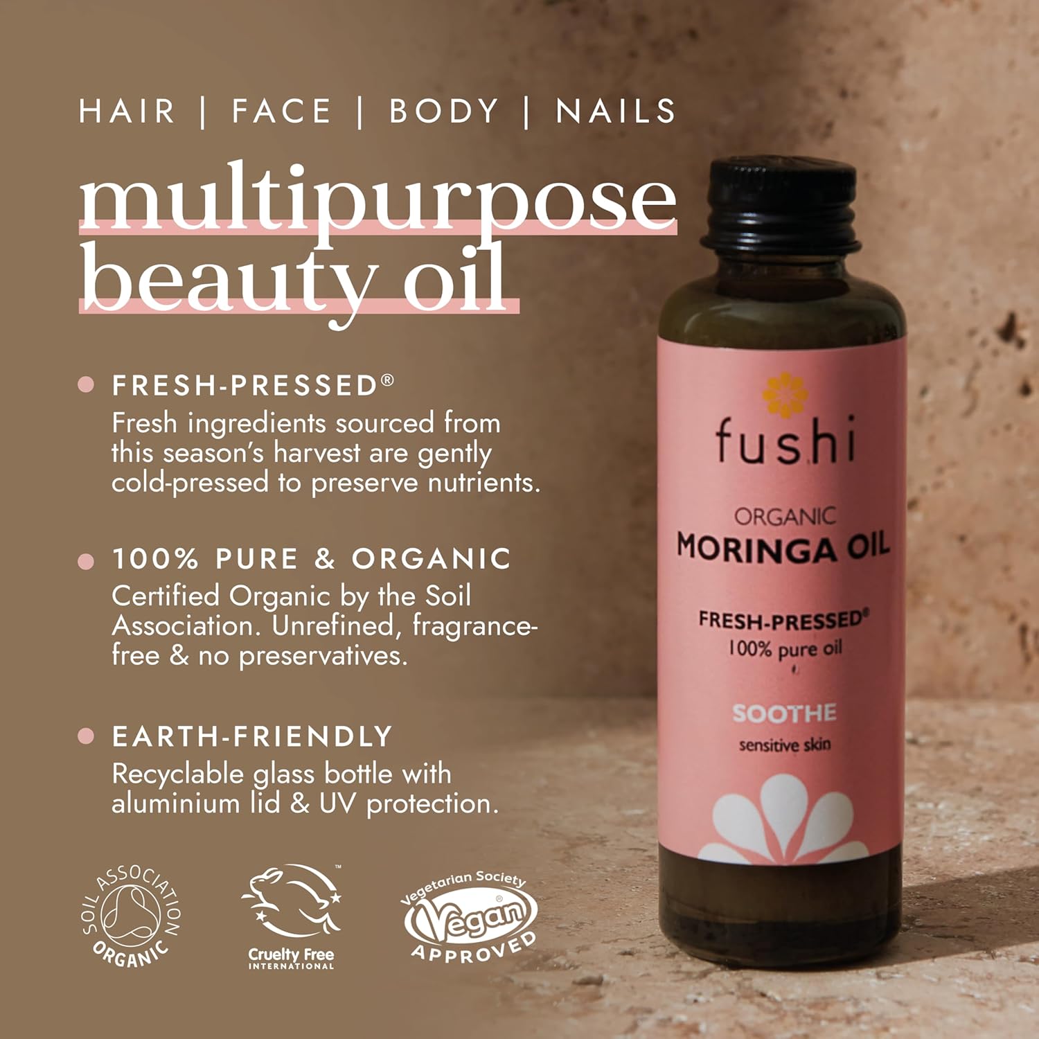 Fushi Moringa Seed Oil, Virgin & Fresh-Pressed, Best for Dry Skin, Redness, Fine Lines, Moisturising, Antibacterial, Antioxidant, Nourishing & Anti-ageing, Ethical, Vegan & Made in The UK, 50 ml : Amazon.co.uk: Beauty