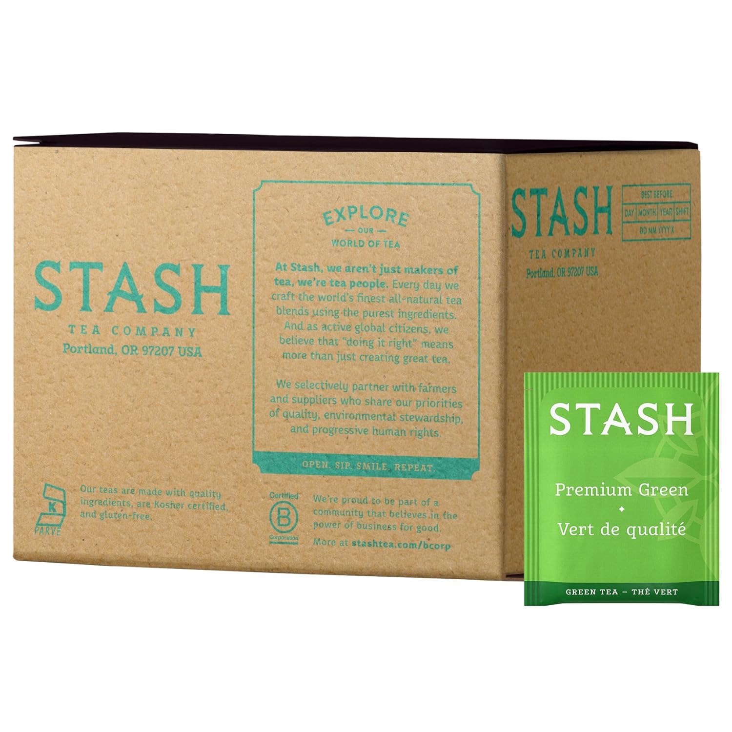 Stash Tea Premium Green Tea, Box Of 100 Tea Bags