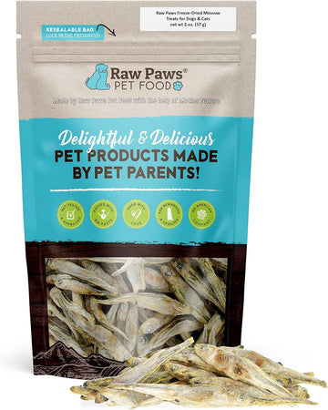 Raw Paws Smelt Freeze Dried Minnows for Cats & Dogs, 2-oz - Minnows for Dogs - Freeze Dried Cat Treats - Fish Dog Treats - Freeze Dried Minnows for Dogs - Freeze Dried Fish Cat Treats, Cat Fish Treats