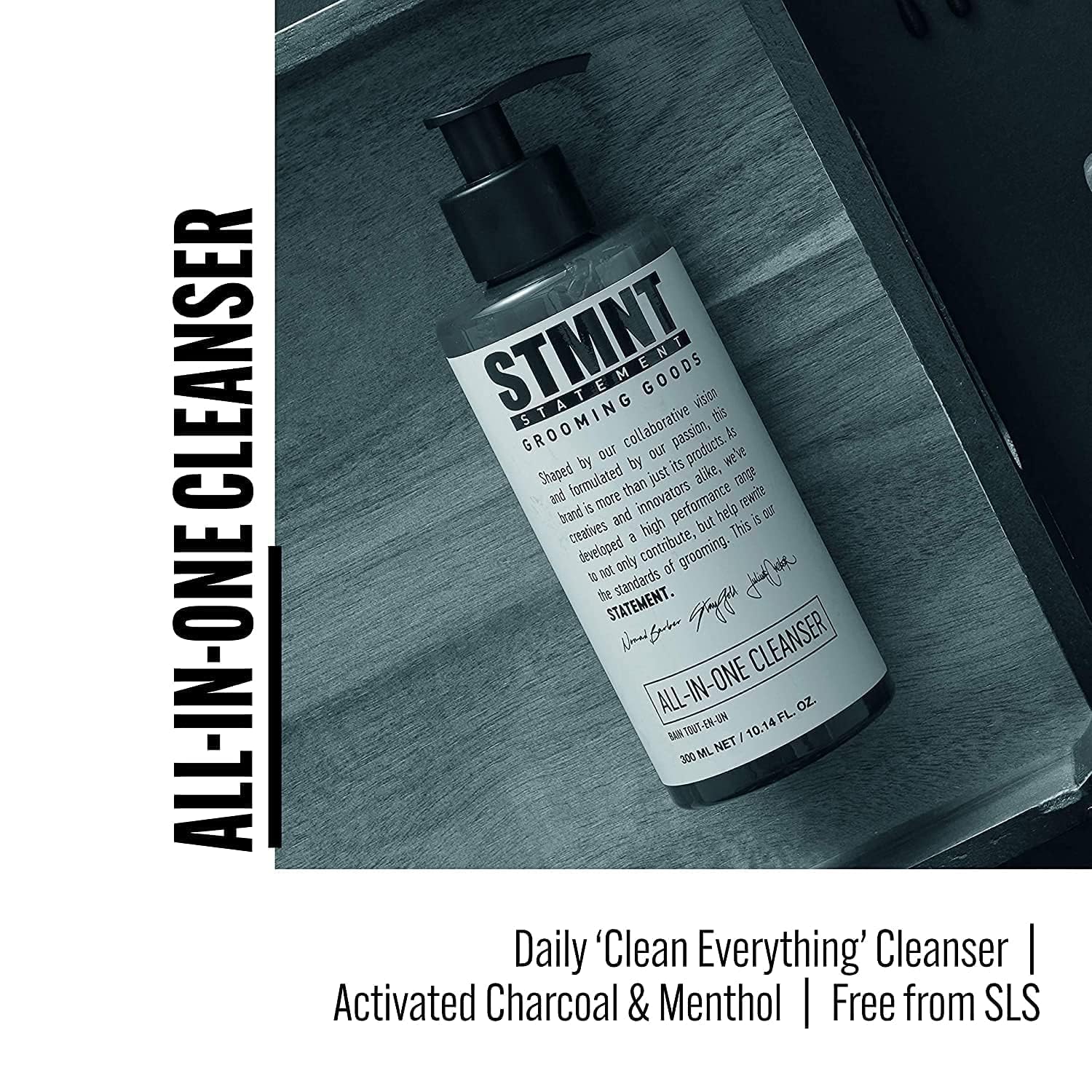 Stmnt Grooming Goods All-In-One Daily Cleanser | Sls/Sles Sulfates Free | Extra Caring Formula W/Activated Charcoal & Menthol