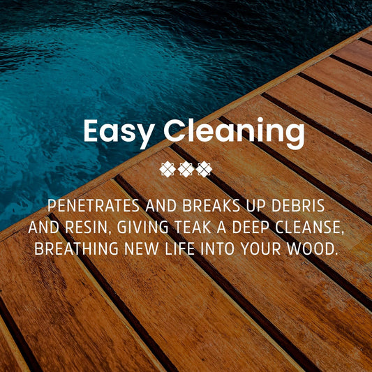 Super Cleaner, Pre-Finish Teak Cleaner and Brightener, Water-Based No Oil Teak Wood Restorer and Protectant, Deep Cleanser for Outdoor & Indoor Wood Furniture, 8 oz