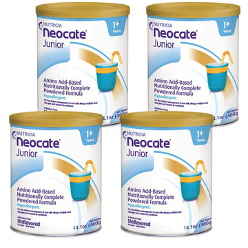 Neocate Junior Hypoallergenic Amino Acid-Based Formula Without Prebiotics - Formula For 1+ Years (Toddler, Kid And Teens) - Unflavored Powdered Formula - 14.1 Oz Can (Case Of 4)