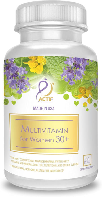 Actif Multivitamin For Women Age 30+ With 30 Organic Vitamins And Organic Herbs, Non-Gmo, Made In Usa, 2-Month Supply