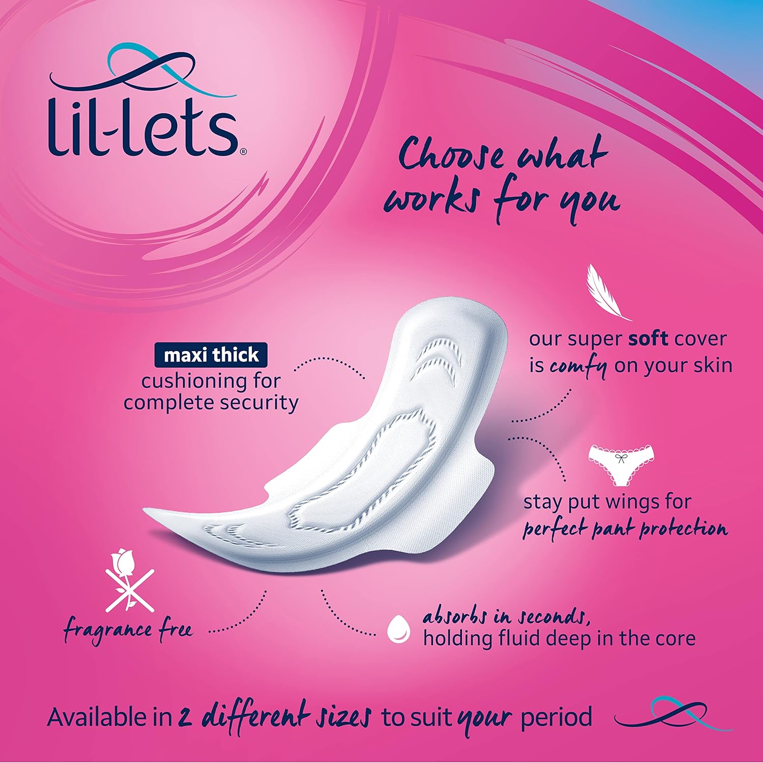 Lil-Lets Maxi Thick Period Pads X 30, Long Absorbency, with Wings, 1 Pack of 30 Maxi Pads, for Medium to Heavy Flow, Unscented, Super Absorbency Sanitary Towel : Amazon.co.uk: Health & Personal Care