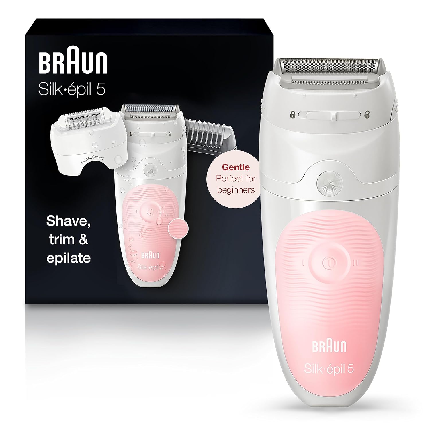 Braun Epilator Silk-Épil 5 5-620, Hair Removal Device, Epilator For Women, Shaver & Trimmer, Cordless, Rechargeable, Wet & Dry, 6 Piece Set