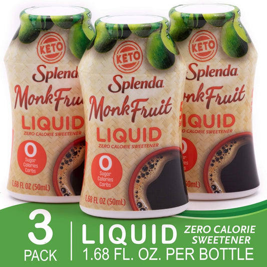 Splenda Monk Fruit Liquid, Zero Calorie Sweetener Drops, 1.68 Ounce Bottle (Pack Of 3)