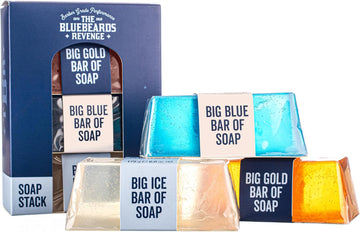 The Bluebeards Revenge Mens Soap Stack Gift Set, Mens Soap Bar For Hands And Body, Includes Big Blue, Cuban Gold And Classic Ice Soap