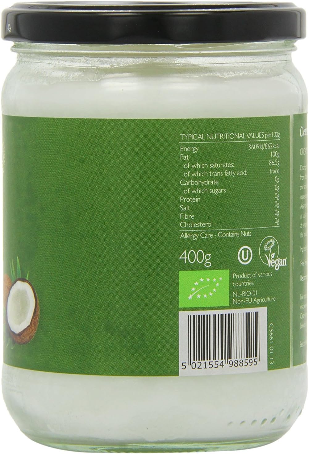 Clearspring Organic Coconut Oil (Unrefined & Raw) 400g : Amazon.co.uk: Grocery