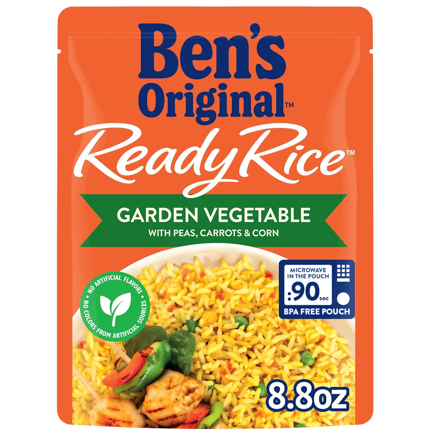 BEN'S ORIGINAL Ready Rice Garden Vegetable Flavored Rice, Easy Dinner Side, 8.8 OZ Pouch (Pack of 6)
