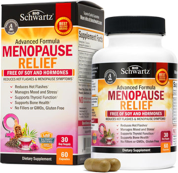 Herbal Menopause Relief For Women - Menopause Support For Mood & Hormone Balance With Milk Thistle Chasteberry Black Cohosh Red Clover - Menopause Supplements For Women - 60 Veggie Capsules