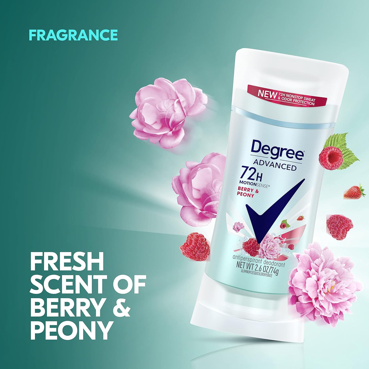 Degree MotionSense Antiperspirant Deodorant for Women Berry & Peony 2.6 oz, Pack of 12 : Antiperspirant Deodorants : Beauty & Personal Care