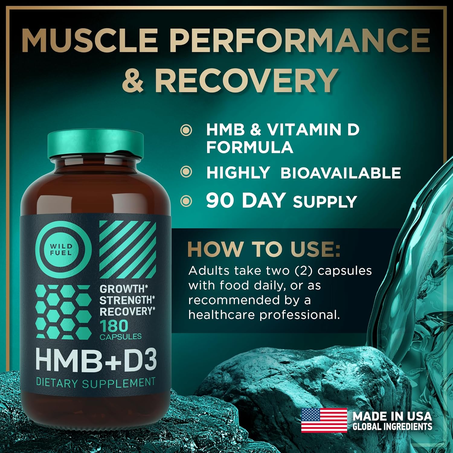 Buy Wild Fuel Hmb 1,000Mg Per Serving, 90 Servings - Vitamin D3, Calcium Beta-Hydroxy Beta-Methylbutyrate Hmb Supplements For Men & Women - Muscle Growth, Strength, Fast Workout Recovery - 180 Capsules On  Free Shipping On Qualified Orders