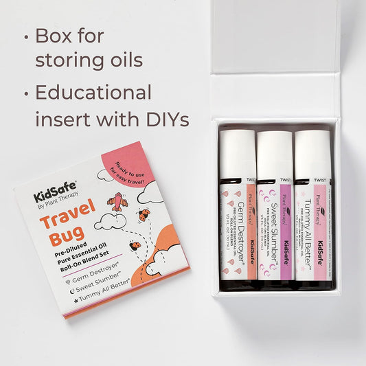 Plant Therapy Travel Kidsafe Essential Oils Blends Set 100% Pure, Undiluted, Therapeutic Grade For Car Sickness, Sleep, And Immune Support, 10 Ml Each Pre-Diluted, Ready-To-Use Roll-Ons